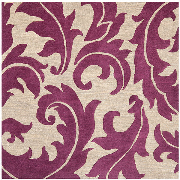 Safavieh Soho Soh841B Floral Rug, Purple/Beige, 6'0"x6'0" Square