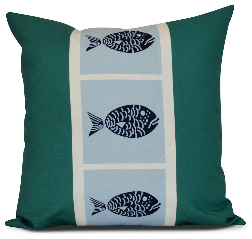 Fish Chips, Animal Print Outdoor Pillow, Green, 16"x16"