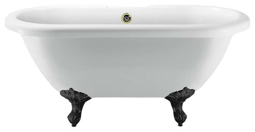 67" Streamline N1121BL-BNK Clawfoot Tub and Tray With External Drain