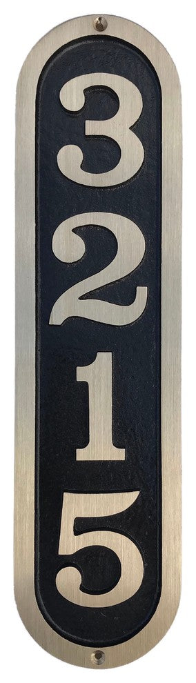 Solid Brass Vertical Arch House Number Sign