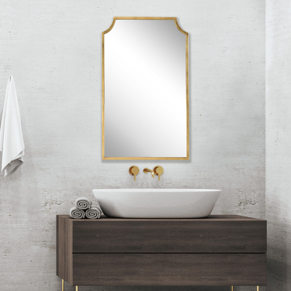 Contemporary 22" x 36" Iron Gold Leaf Mirror