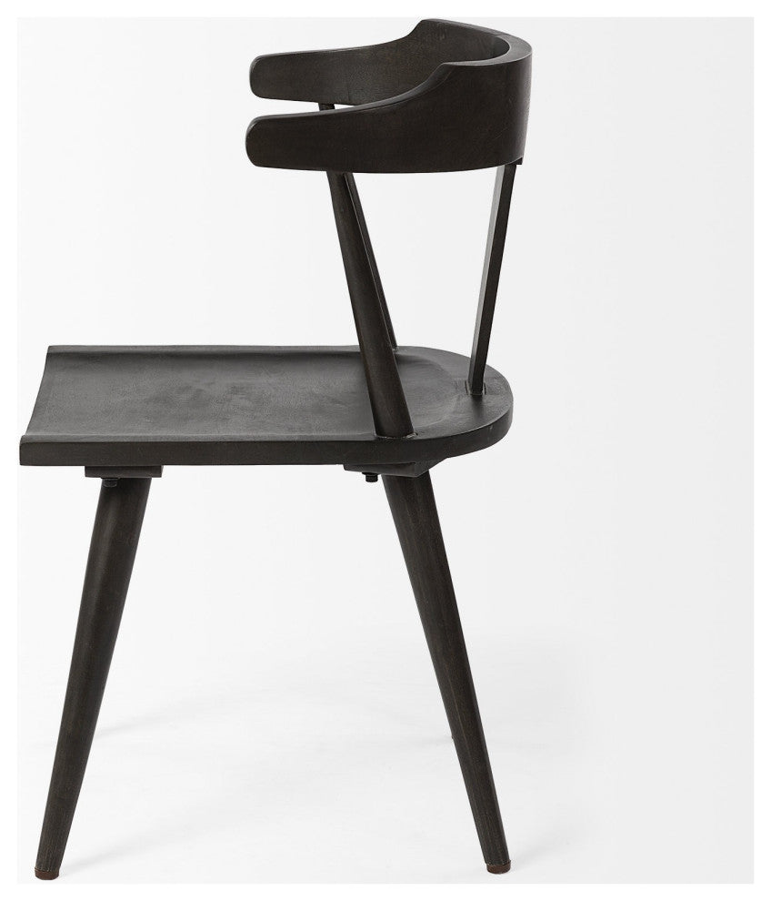 Black Mid Century Sleek Wooden Dining Chair