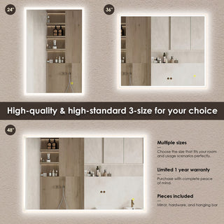 Aurora Framelesss Anti-Fog Dimmable LED Lighted Wall Mirror, No Frame, 36"