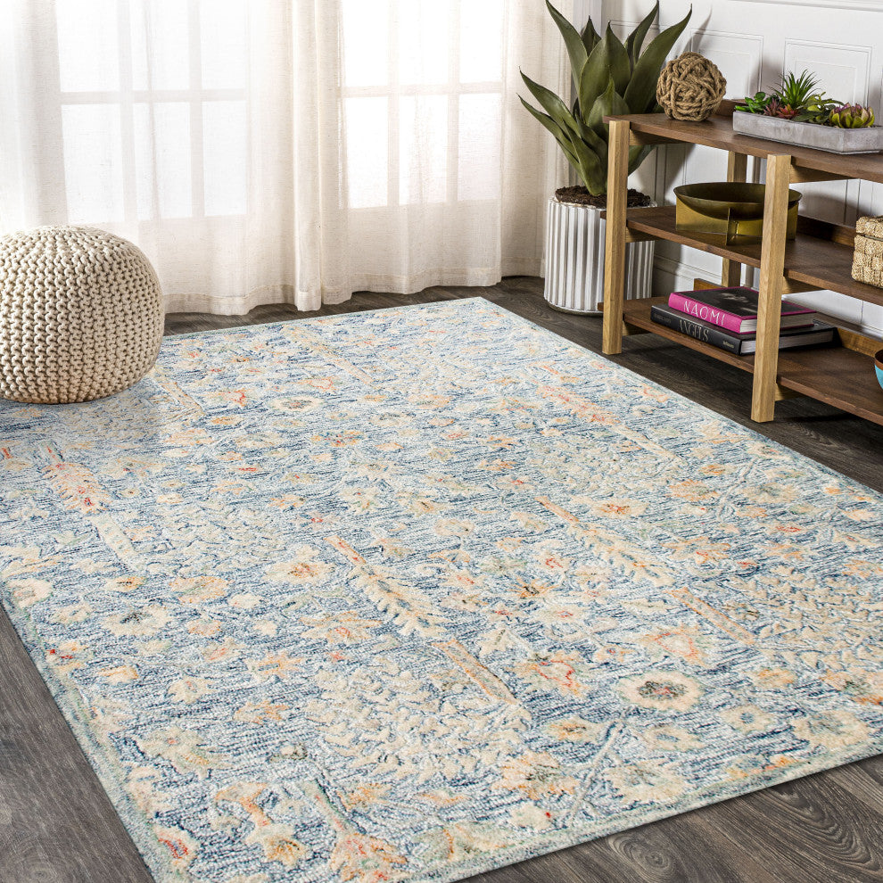 Ox Bay Vin Lex Abstract Hand-Tufted Area Rug, Slate Blue, 9' X 12'
