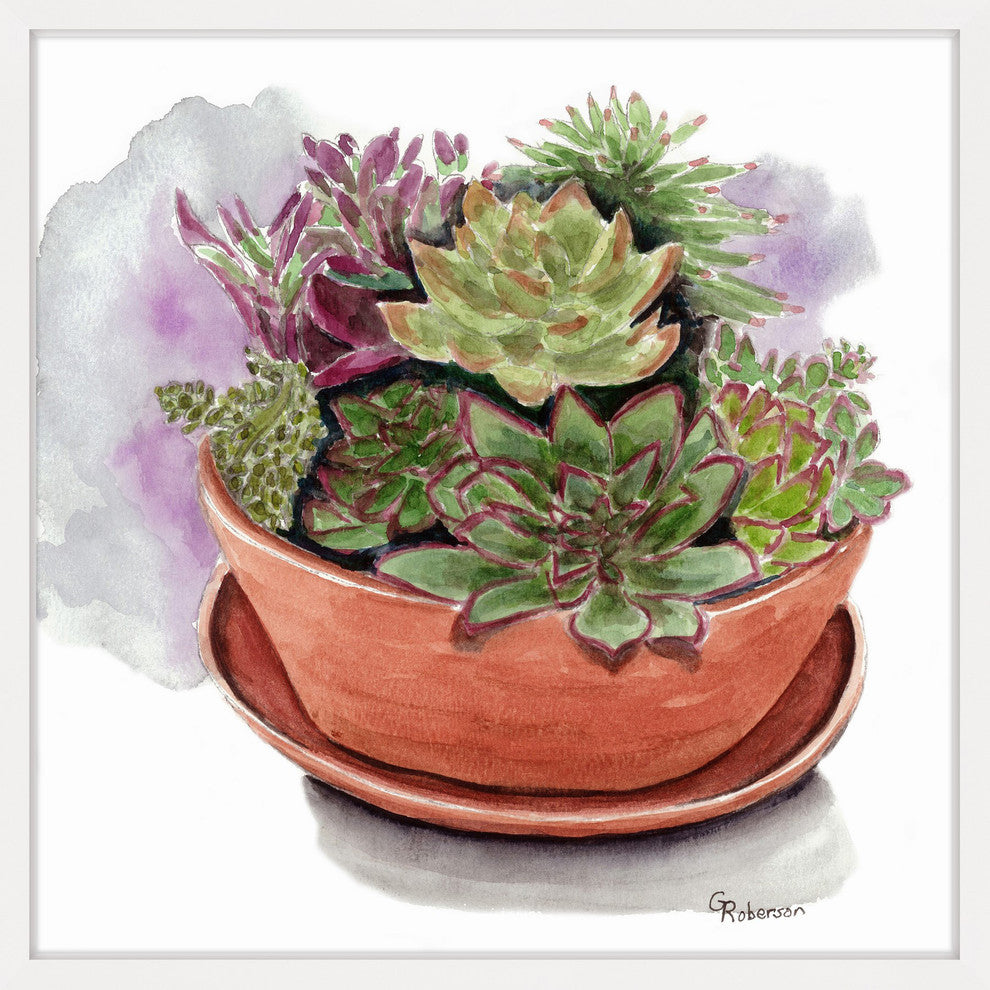 "Succulents" Framed Painting Print, 24"x24"