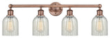 Caledonia 4-Light 32" Bath Vanity Light, Antique Copper Finish, Mouchette Shade