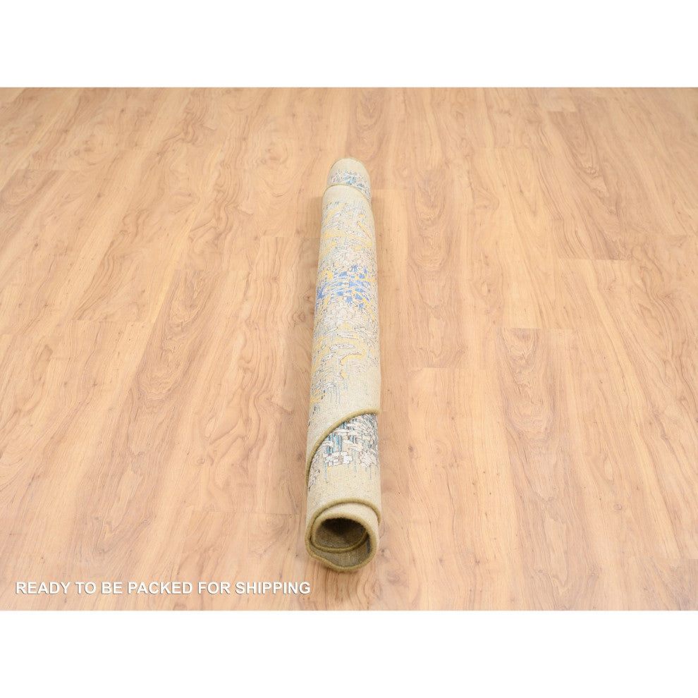 Tan/Brown Transitional Sarouk Silk With Wool Hand Knotted Round Rug, 6'0"x6'0"