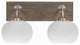 Oxbridge, 2 Light Bath Bar, Graphite & Painted Distressed Metal, 7" White Muslin
