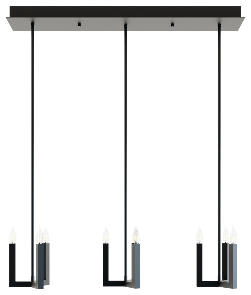 Grace 3 Light Mini-Pendant, Candelabra Base, Black