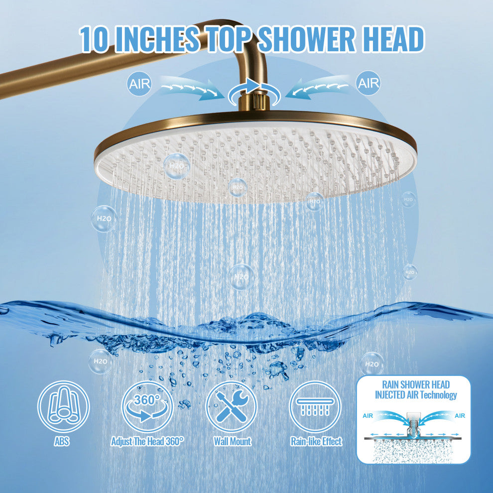 Exposed 4-Function Thermostatic Shower System with Spray Gun and Tub Spout, Brushed Gold