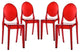 Modern Contemporary Dining Chairs Set of 4, Red, Plastic
