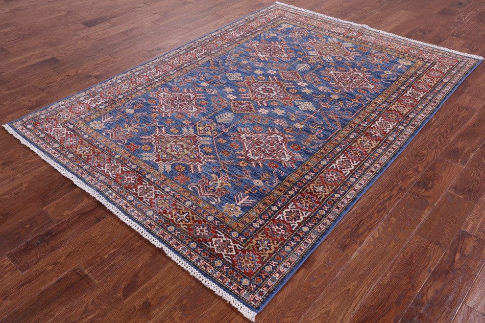 5' 8" X 7' 11" Super Kazak Geometric Handmade Wool Rug Q10352