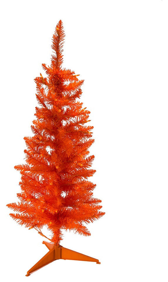 Kurt Adler 3 Foot Pre-Lit Slim Orange Christmas Tree
