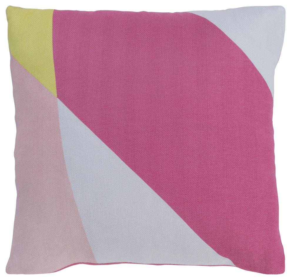 Surya Teori TO-028 20"x20" Pillow Kit, White/Pink/Peach/Yellow