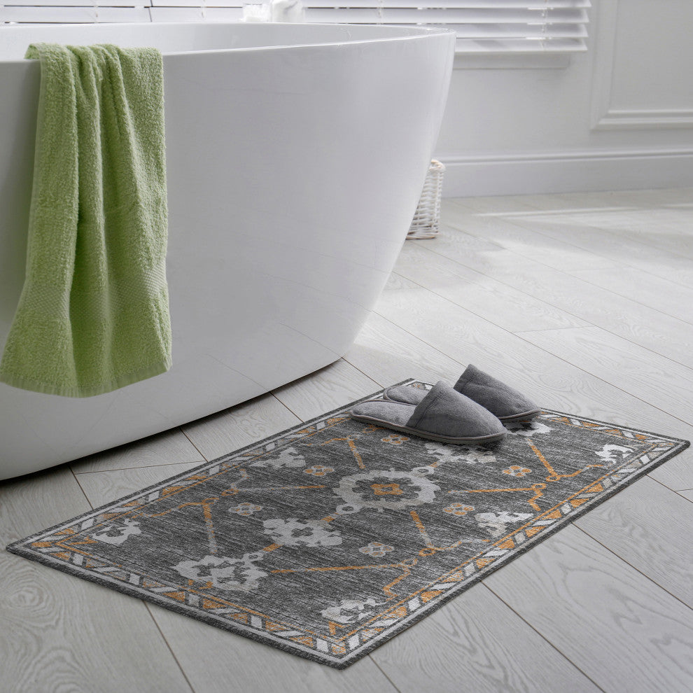 Indoor/Outdoor Sedona SN16 Charcoal Machine Washable 1'8" x 2'6" Rug