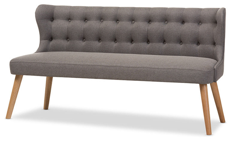 Baxton Studio Melody Mid-Century Modern Natural Wood Finishing, 3-Seater Bench
