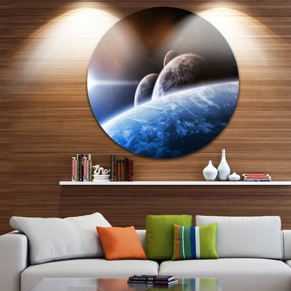 Space Planet Landscape, Digital Disc Metal Wall Art, 11"