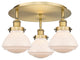 Olean-3 Light 18" Flush Mount-Brushed Brass, Matte White Glass Shade