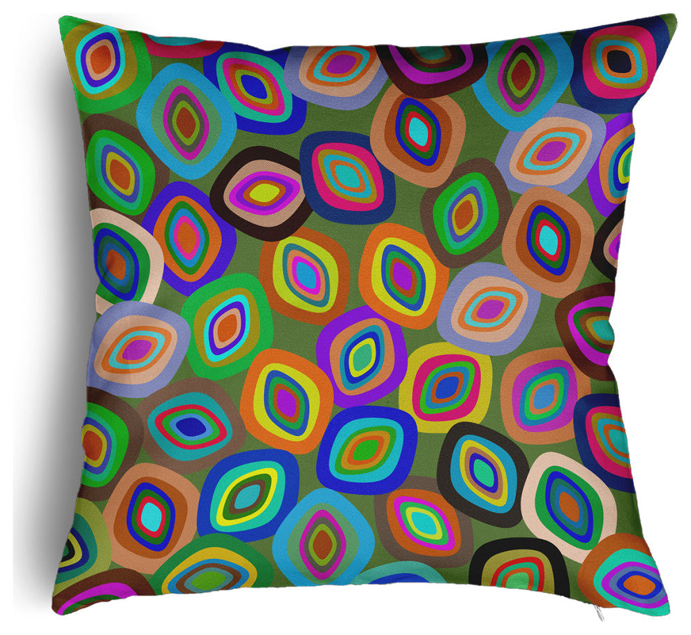 Modern Leaf Pile Accent Pillow With Removable Insert, Scallion, 18"x18"