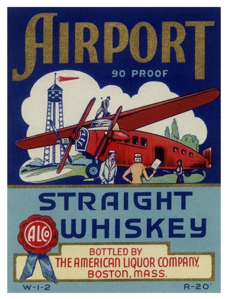 "Airport Straight Whiskey" Digital Paper Print by Vintage Booze Labels, 35"x46"