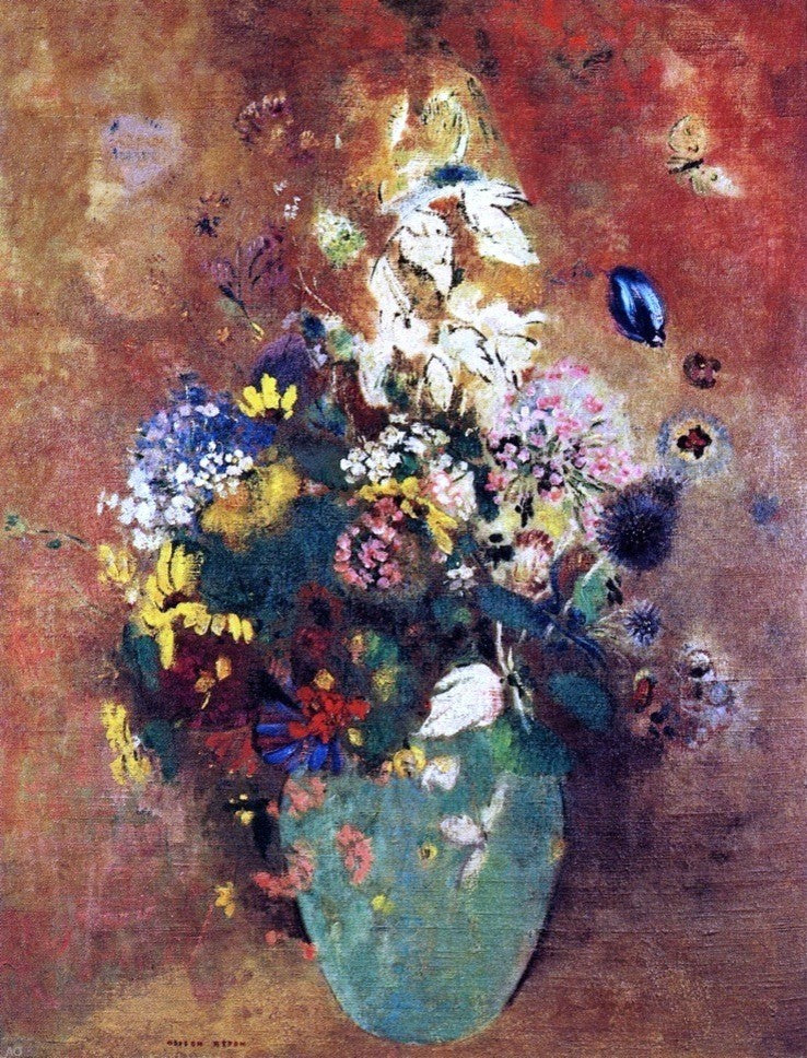 Odilon Redon Green Vase, 21"x28" Wall Decal Print