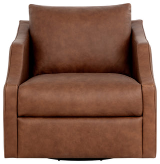Orwell Swivel Lounge Chair, Cognac Leather