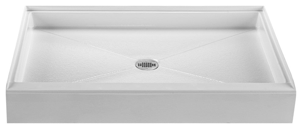 Shower Base With Center Drain, Biscuit 48.25x36