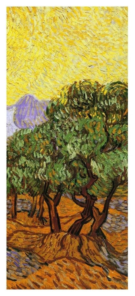 "Olive Trees With Yellow Sky And Sun (right)" Print by Vincent van Gogh, 17"x38"