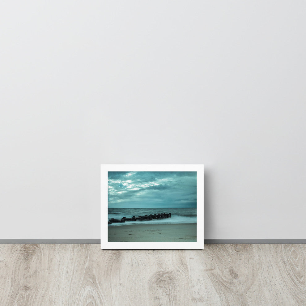 Blue Morning at Rehoboth Coastal Landscape Framed Photo Paper Wall Art Prints, White, 8" X 10"