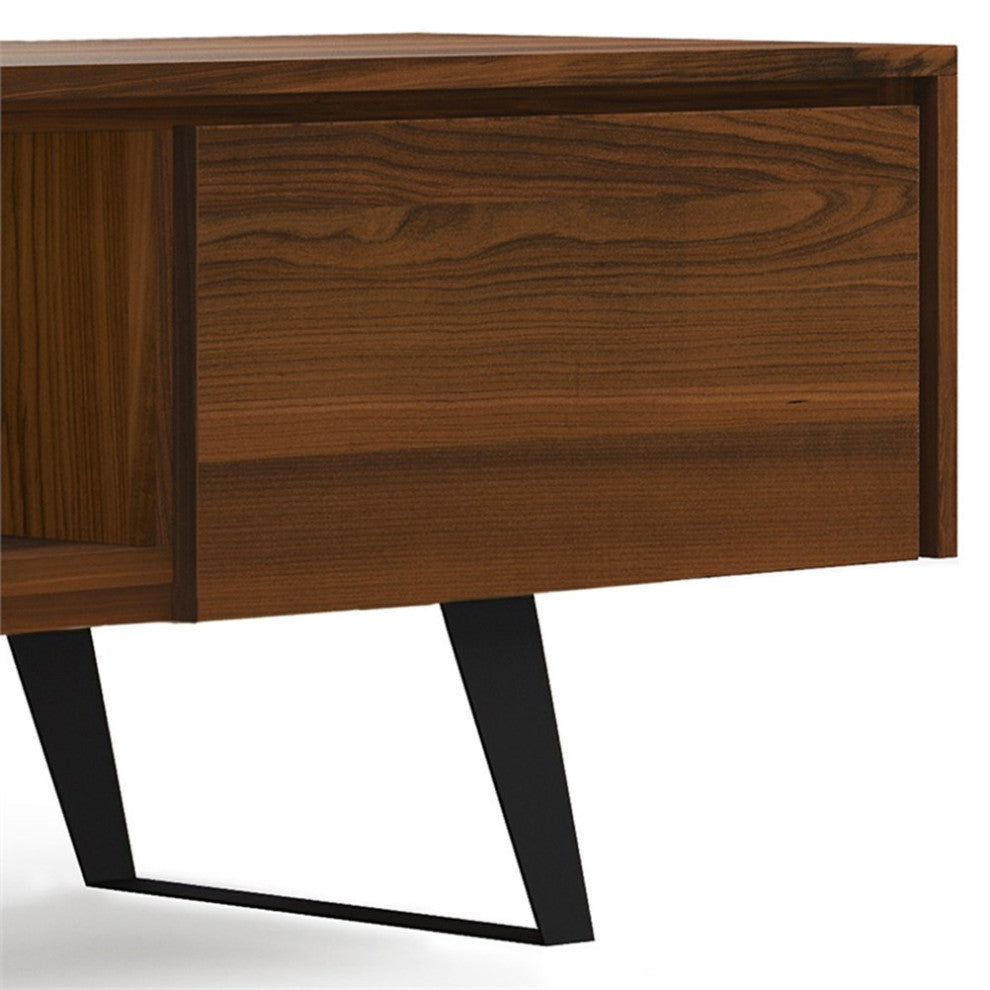 Lowry 72" WD Modern Industrial TV Media Stand in Walnut For TVs upto 80 inches