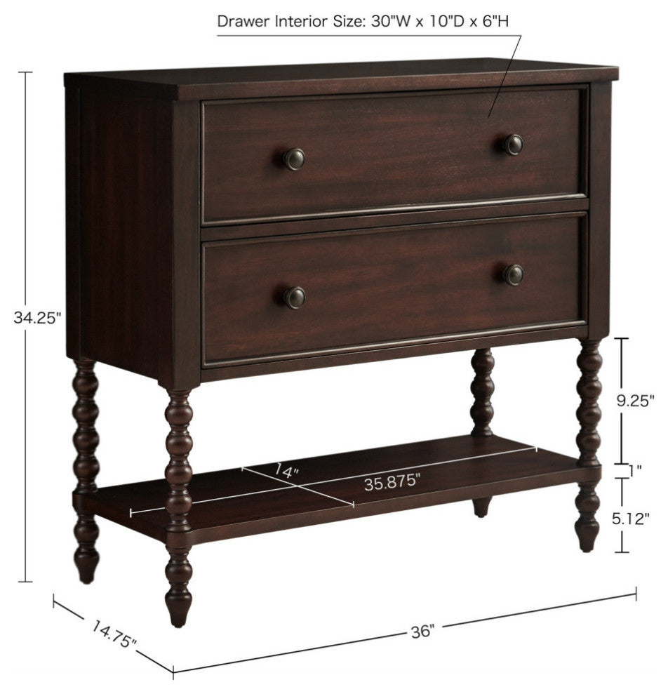 Dresser with measurement overlays on product photo.