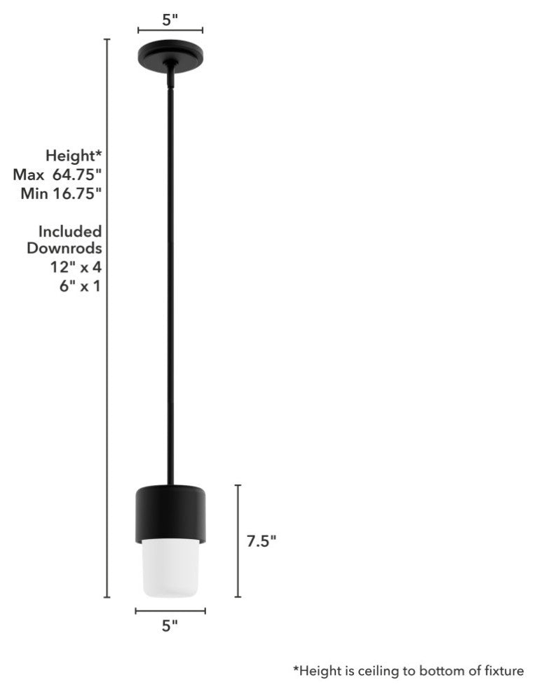 Station Natural Iron, Frosted Cased White Glass 1 Light Pendant Ceiling Light