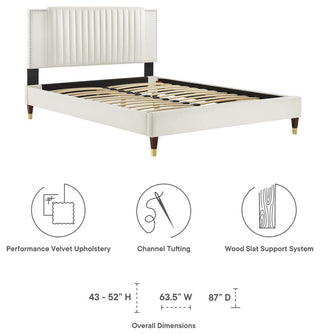 Zahra Channel Tufted Performance Velvet Twin Platform Bed, White