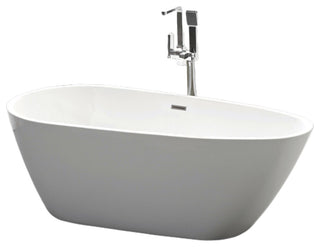 Freestanding Acrylic Bathtub, White/Polished Chrome, 59"