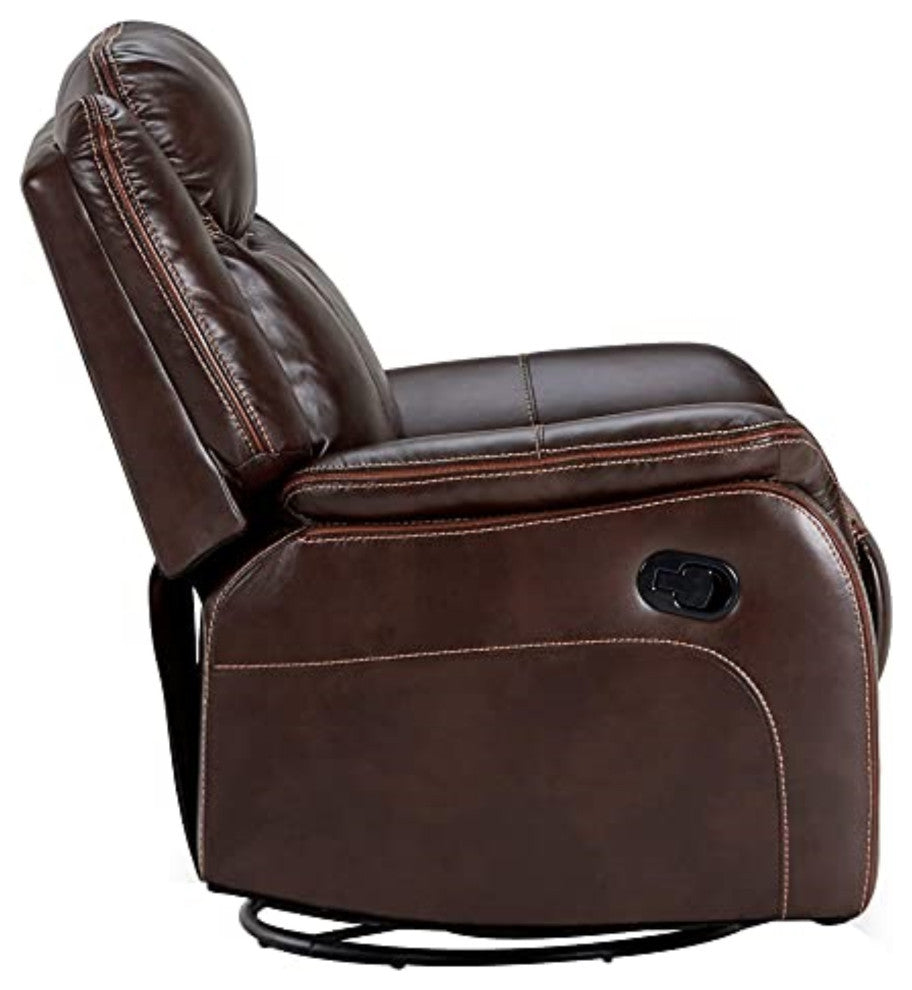Avant 38" Wide Recliner, Reclining Rocking Swivel Chair, Brown Faux Leather