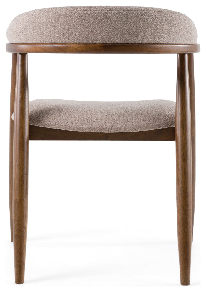 Modrest Cohen Mid-Century Modern Tan Fabric + Walnut Dining Chair
