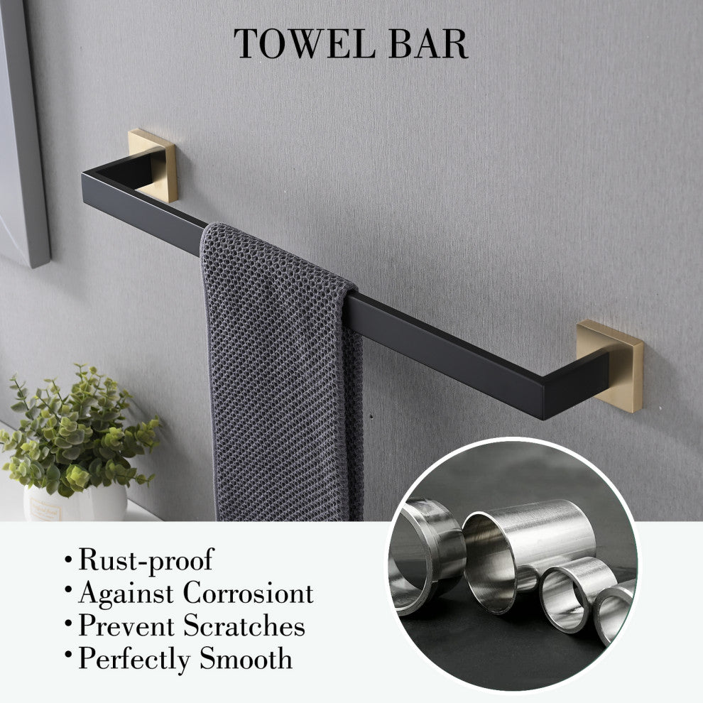 5-Piece Decorative Bathroom Hardware Set , Black Gold