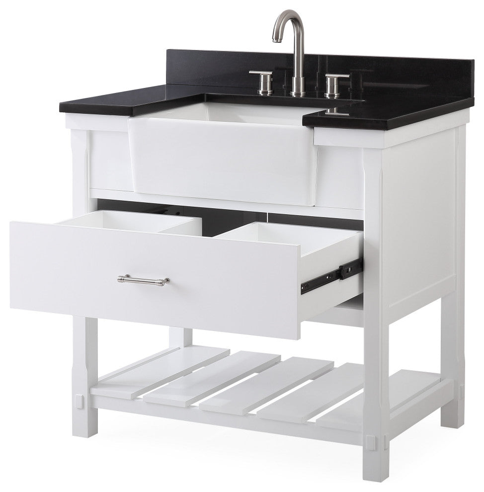 36" Kendia Farmhouse Sink Bathroom Vanity GD-7036-WT36-GT