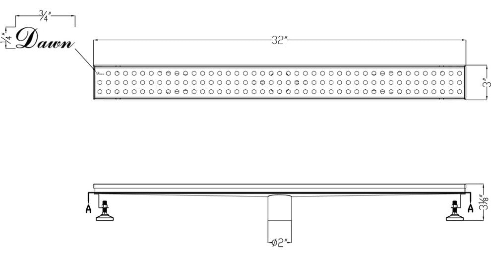 Dawn Thames River Series, Linear Shower Drain 32"L