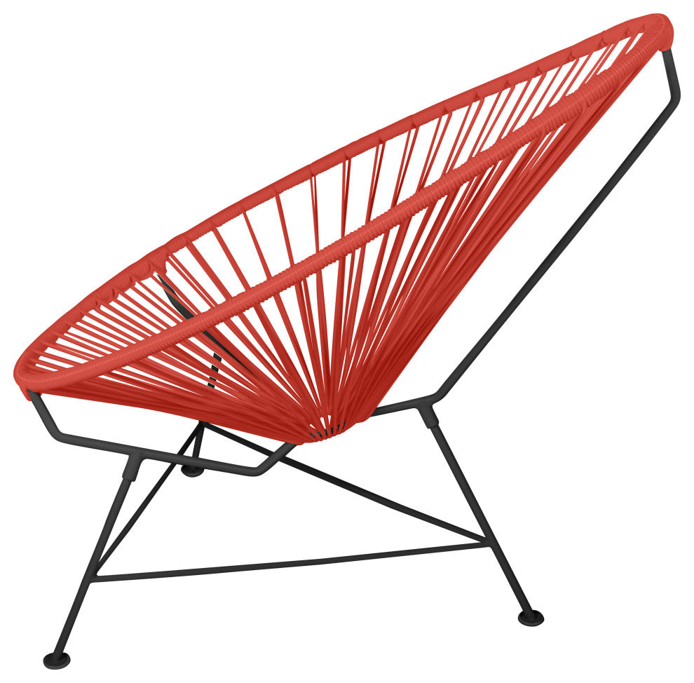 Acapulco Indoor/Outdoor Handmade Lounge Chair, Papaya Weave, Black Frame