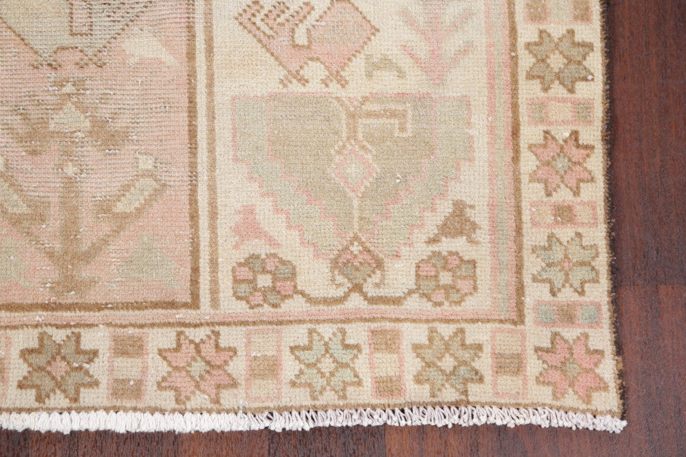 Consigned, Vintage Distressed Hand Made Traditional Persian Area Rug, Pink, 4x7