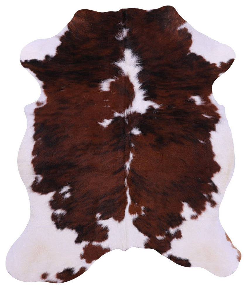 Brown and White Natural Cowhide Rug 6' 2" X 5' 7" C2006