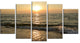"Black Seascape in Morning Sunlight" Beach Canvas Wall Art, 5 Panels, 60"x32"