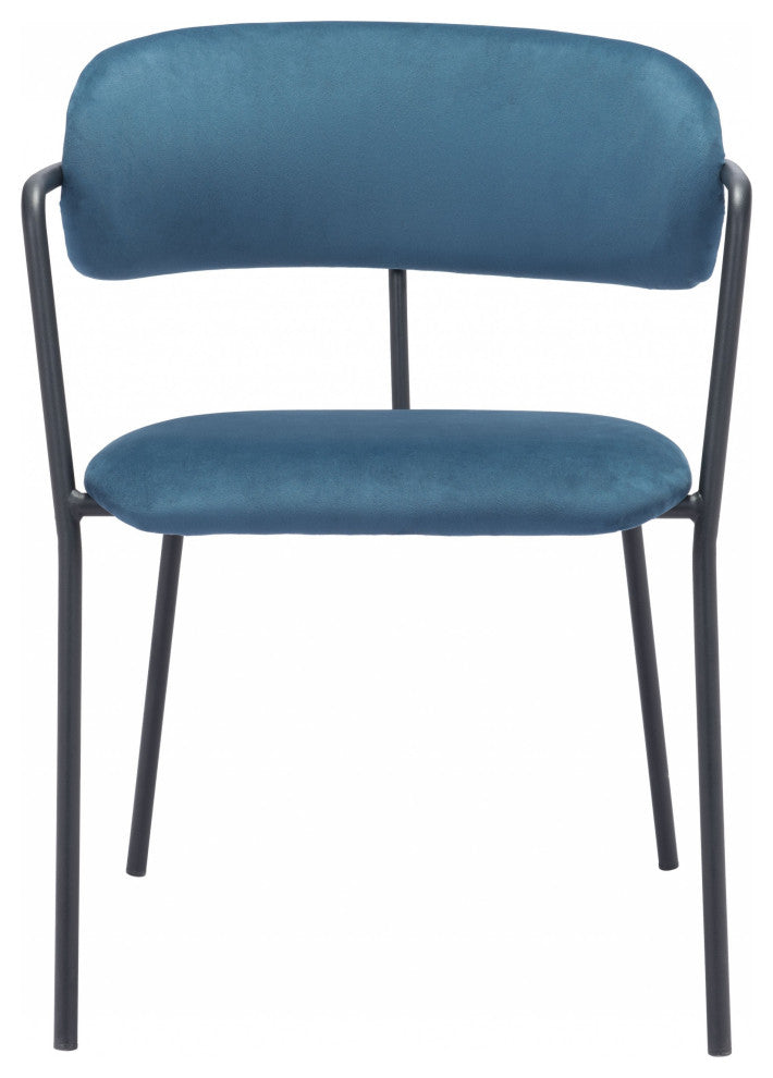 Set of Two Blue and Gunmetal Modern Industrial Dining Chairs