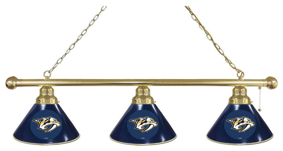 Holland Nashville Predators 3-Shade Billiard Light - Brass Fixture