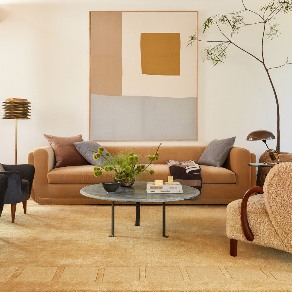 Petra High-Low Wool-Blend Area Rug, Golden Butter 6' x 9'