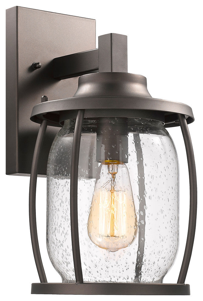 JACKSON Transitional 1 Light Rubbed Bronze Outdoor Wall Sconce 14"