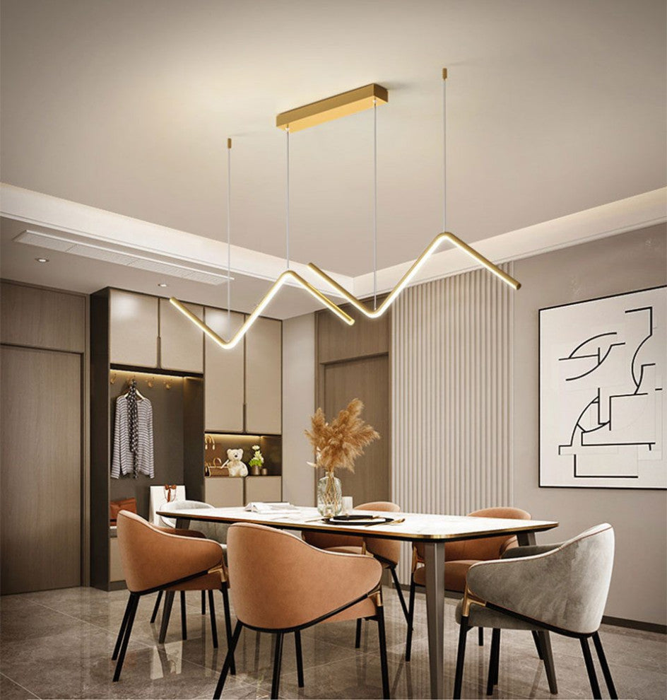 MIRODEMIÂ® Gilette | Black/Gold LED Pendant Lighting for Dining Room, Gold