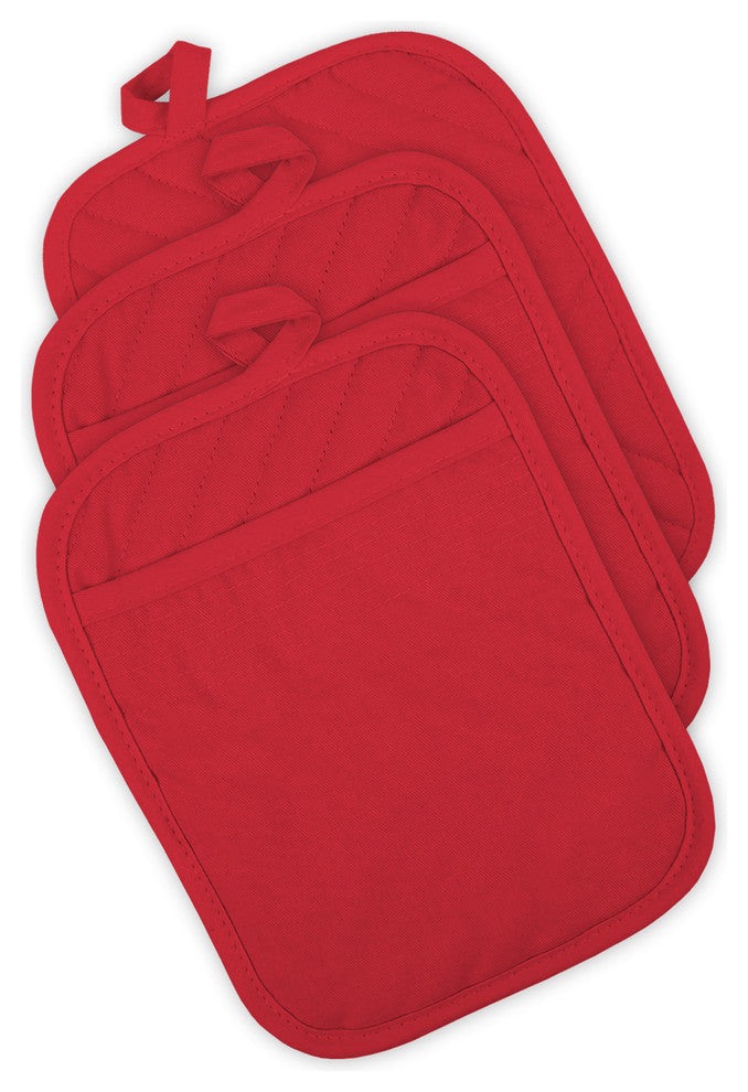 DII Red Quilted Pot Holder, Set of 3