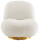 Swivel Accent Chair, Gold Ivory, Fabric, Modern, Lounge Cafe Hotel Hospitality